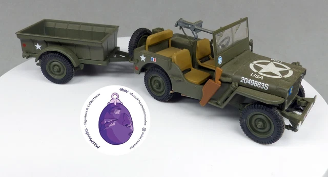 JEEP WILLYS US Army avec Remorque Bachée Ancien SOLIDO Militaire réf