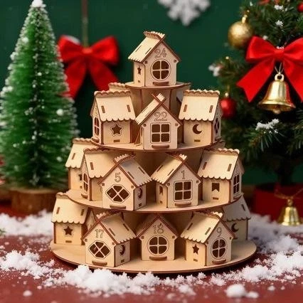 Tableau Décoratif En Bois Thème Noël – Format 40x30 Cm, En Relief (Très Bon état)