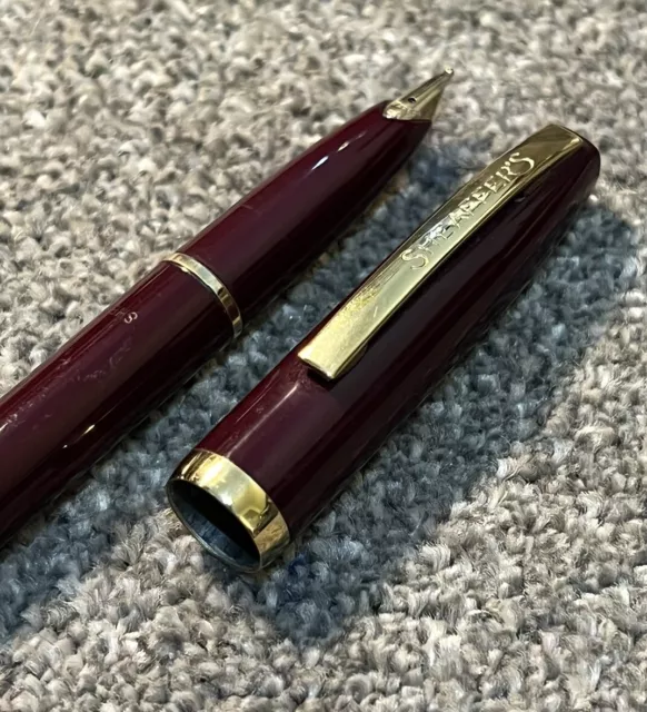 Sheaffer Imperial 1 Fountain Pen-Broad Nib-Burgundy-Gold Trim-Usa