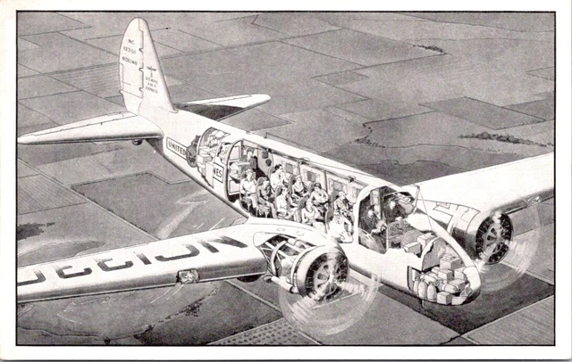 United Airlines Boeing Plane, Century of Progress, CHICAGO, IL AIRPLANE Postcard