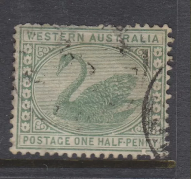 1885-1893 - WESTERN AUSTRALIA -½d. YELLOW-GREEN SWAN - P14 - SG 94 - W757