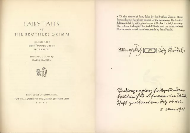 Grimm, Jacob: Fairy tales by the Brothers Grimm [1931]. [Signiertes Exemplar].