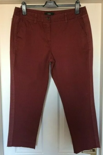 BNWT NEXT sz  8 R BEAUTIFUL RED COTTON ANKLE CROP TROUSERS RRP £35