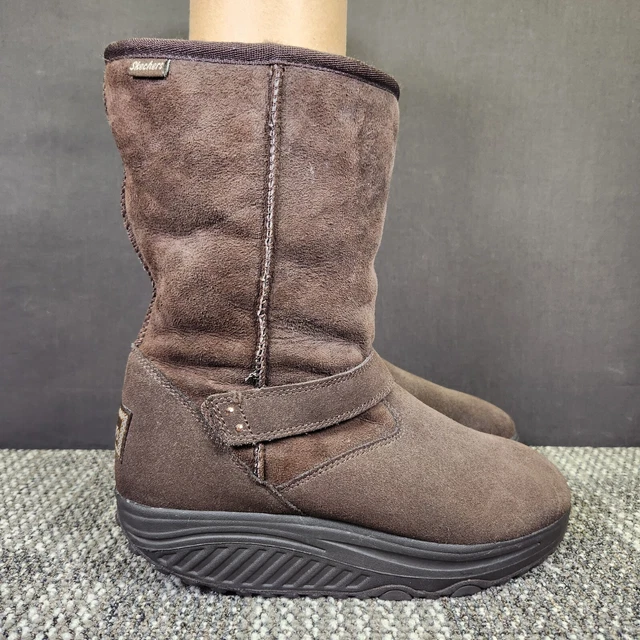 Skechers Shape Ups Boots Womens Size 8.5 Brown Suede Leather Faux Fur Lined Shoe Skechers Shape Ups Boots Womens Size 8.5 Brown Suede Leather Faux Fur Lined Shoe