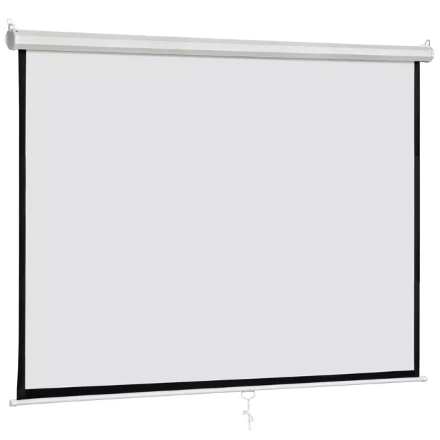 Projector Screen Manual Pull Down Projection Screen Theater 120"/100"/80"/72"