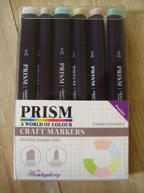 Marcadores artesanales de prisma - juego de 6 bolígrafos pasteles tintas a base de alcohol Hunkydory de doble extremo