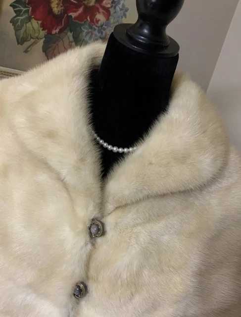 Vintage Genuine Blonde Ivory Off White Mink Fur Stole Wrap Cape Bridal Vintage Genuine Blonde Ivory Off White Mink Fur Stole Wrap Cape Bridal