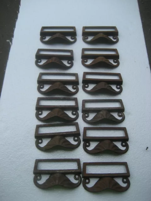 c1880 SET of 12 matching authentic VICTORIAN cabinet pull hardware 3.5 on holes