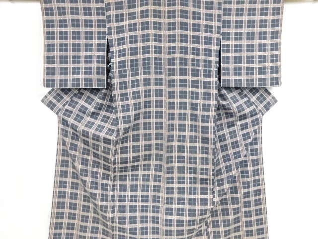 42046# Japanese Kimono / Antique Hitoe Kimonoi / Woven Grid