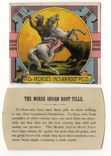 DR MORSE'S INDIAN ROOT PILLS 2 Victorian Trade Cards QUACK MEDICINE