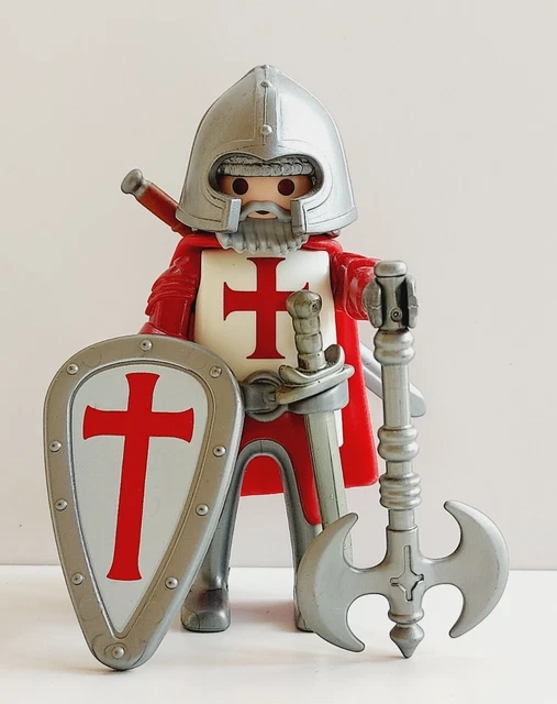 Playmobil Rare : Chevalier Noir Maltais Croisé - Contre Saladin - Figurine Vintage