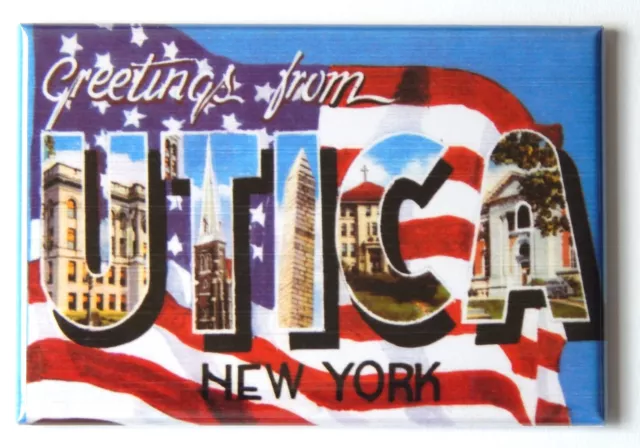 Greetings from Utica New York FRIDGE MAGNET "style B" travel souvenir