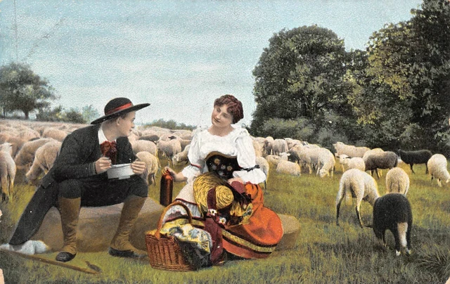 Cartolina Fantasia, Coppia Da Pastore