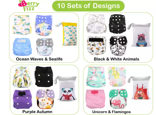 14pc Pack Full Set Newborn Cloth Diaper Pocket & All-In-One AIO, Wet bag, Liner 4