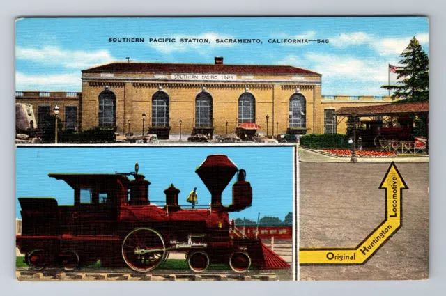 Sacramento CA-California, Southern Pacific Station, Antique, Vintage Postcard