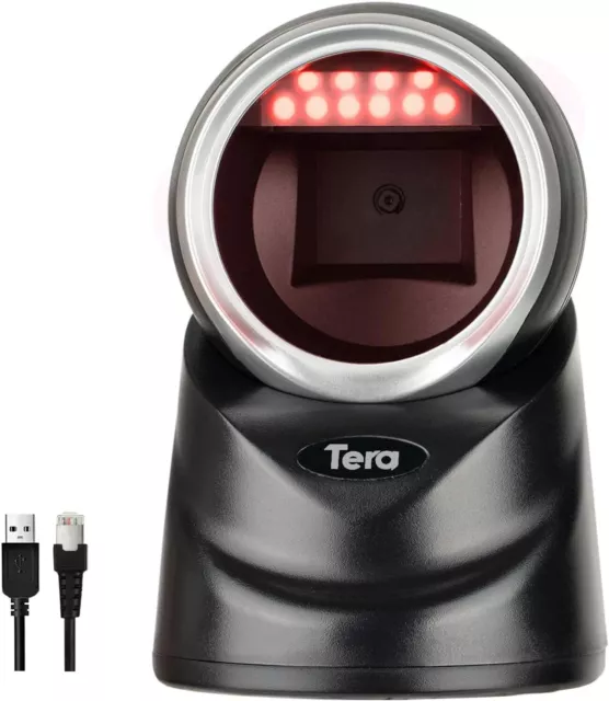 Tera Pro 2D QR Desktop Barcode Scanner Omnidirectional Adjustable Scan Head, US