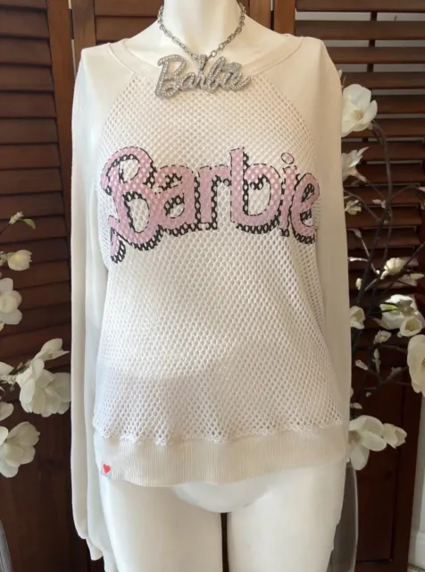 Wildfox Barbie Ivory Mesh Jumper Sweatshirt Sweater Shirt Rare Iconic Women SZ L