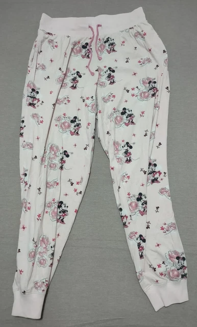 Disney Minnie Mouse Flowers Lounge Sleepwear Pants Women's Size Large Pink