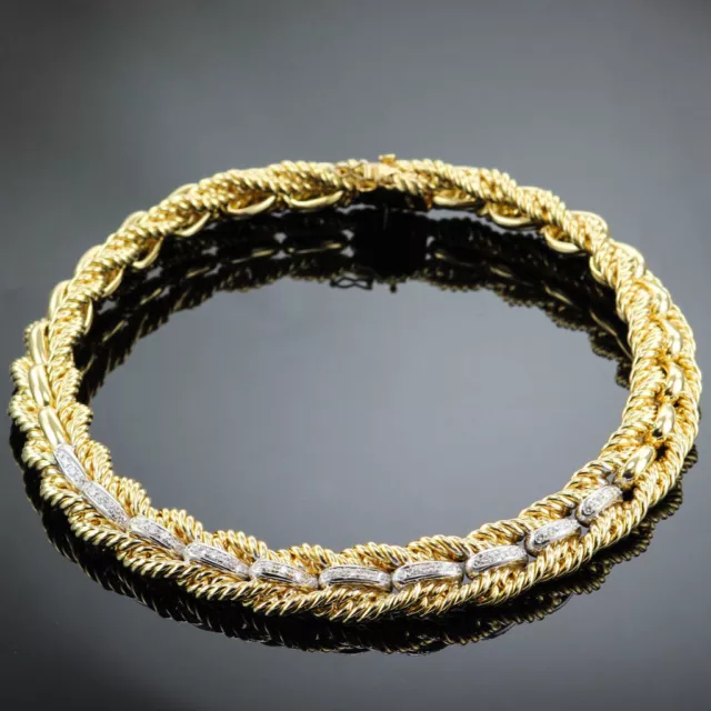 High End Movado 3.00 Ct. Diamond Very Heavy Necklace 18K Yellow & White Gold 16”