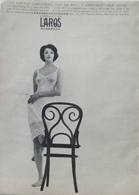 1959 Donna Munsingwear Avorio Rosa Pizzo Infilare Lingerie Vintage Moda Ad 