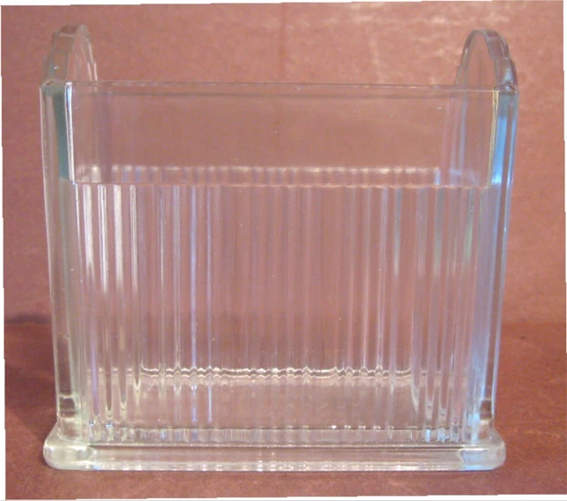 1930 s Vintage RIBBED GLASS FAN FOLD NAPKIN HOLDER Hoosier Cabinet 2
