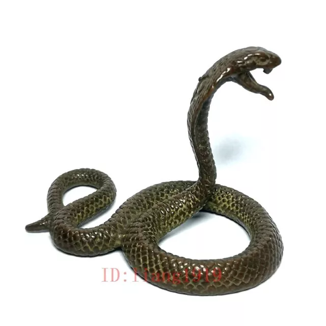 Old Collection Chinese Bronze Carving Snake Statue Pendant Decoration Heig 4.3CM