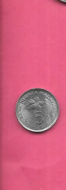 Malaysia Km50 2011 Uncirculated-Unc Mint Old Vintage 5 Sen  Coin