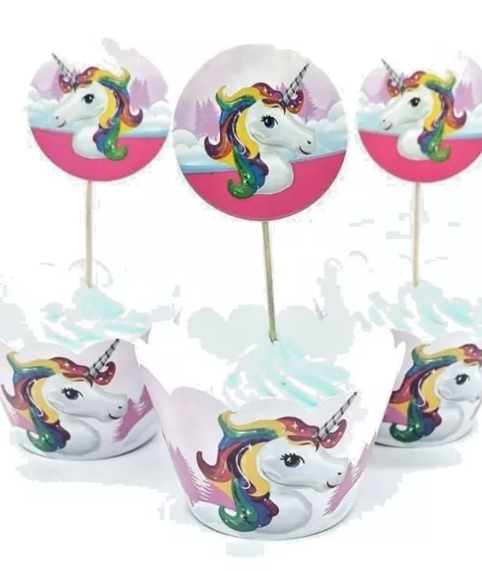 Cupcake Toppers Kuchen-Förmchen "Unicornio" 12 Unidad - Cumpleaños Niños