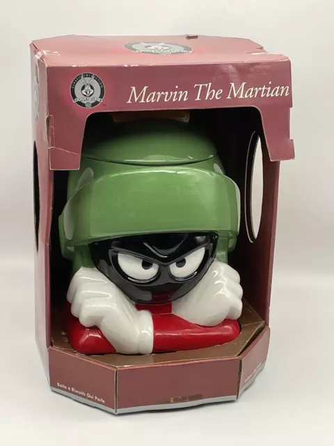 RARE Vintage Marvin The Martian Looney Tunes Cookie Jar in Original Box 2001