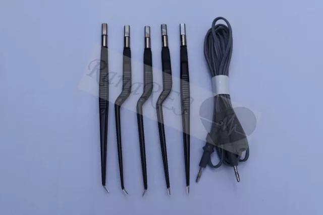 European Non-Stick Bipolar Forceps 18Cm Set Of 5 Pcs With 3Meters Cable Reusable