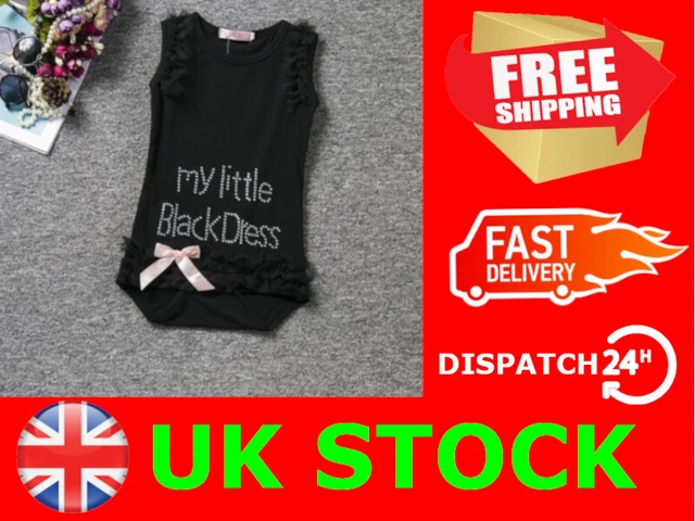 Newborn Baby Romper Girls Sleeveless Ruffle Black Cute Dress Ribbon Clothes