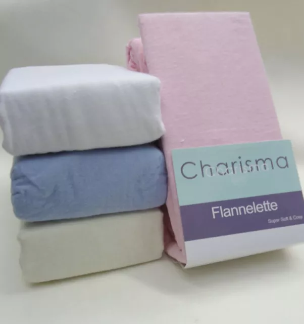 4ft Fitted Sheet Extra Deep 30cm Box Depth Flannelette. Pink Blue White or Cream