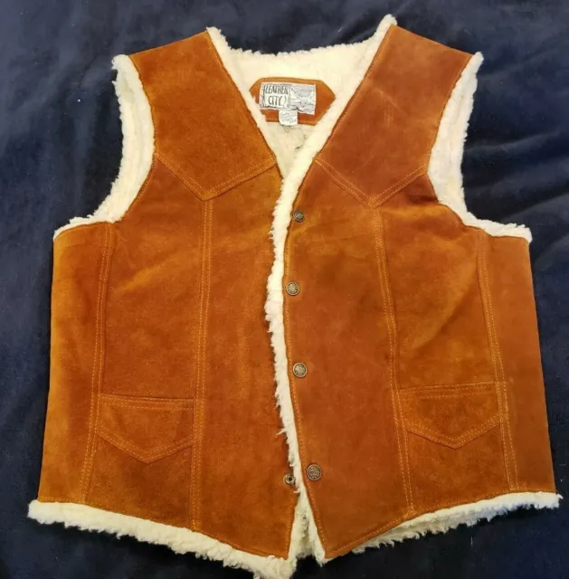 Vintage Leather City Suede Vest with lining Size medium
