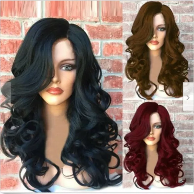 Long Wavy Synthetic Wigs Middle Part Curly Wig Black Women Cosplay Daily Hair