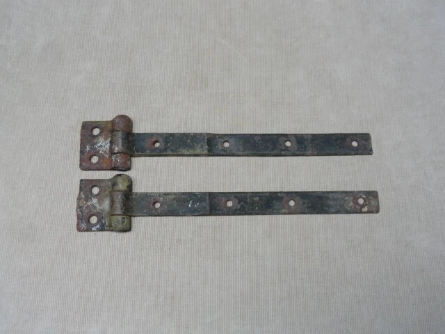 Pair of Barn Shed Door Garden Gate Strap Hinges Antique Cast Iron Nice Ones 'C'