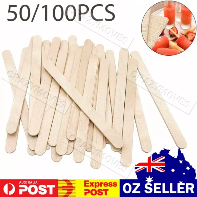 WOODEN CRAFT STICKS PADDLE POP POPSICLE Coffee Stirrers Ice Cream KID DIY VIC