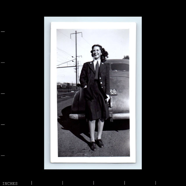 Old Vintage Photo WOMAN TRAIN CONDUCTOR UNIFORM TRAINMAN HAT BY CLASSIC CAR