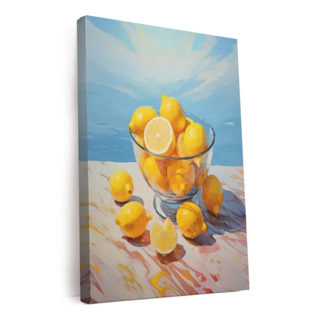 Bowl Of Yellow Lemon Printed Canvas Wall Art Perfect for Home Decor Gifts