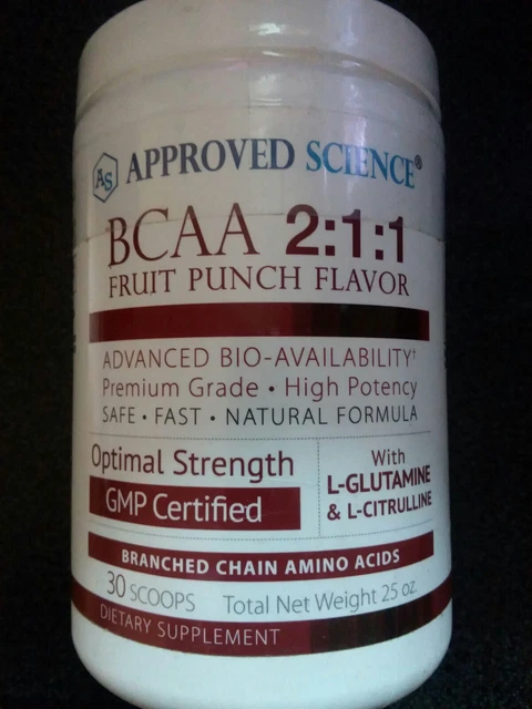 Approved Science BCAA 2:1:1 Fruit Punch flavor 25 oz. BB 06/2024