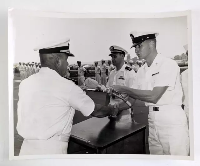 1970s US Navy Naval Officers Sailors Graduation Ceremony Dress Whites VTG Photo