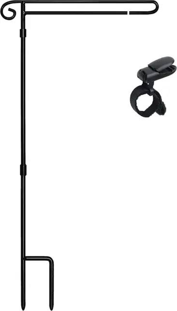 Garden Flag Stand Holder Easy to Install Strong and Sturdy Wrought Iron Pole Fit