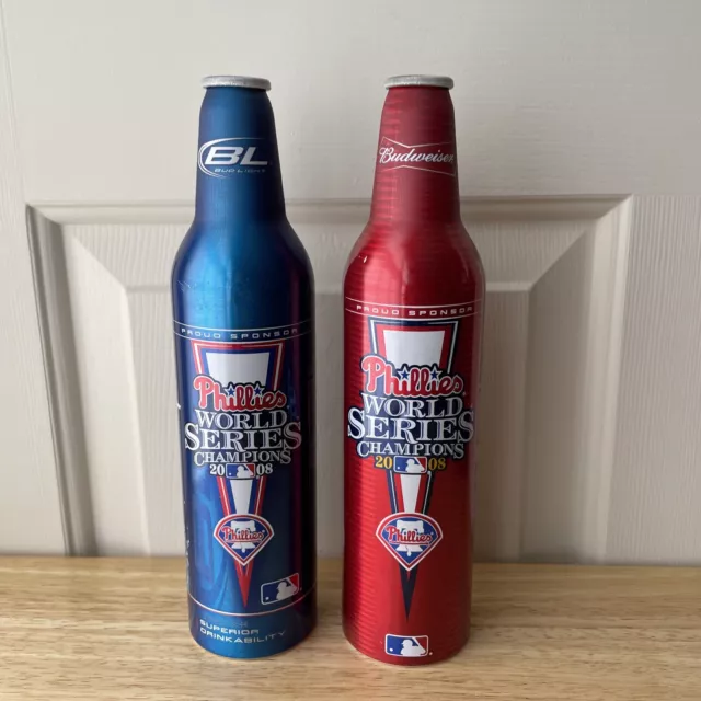 Philadelphia Phillies , Bud Light Aluminum Bottles , Lot of 2 2008 World Series
