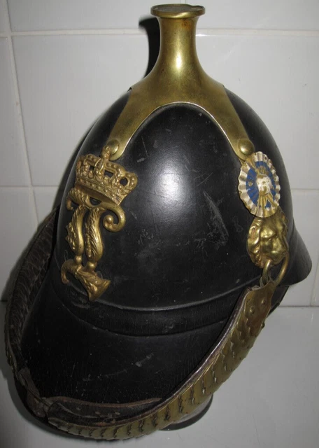 100%Org Bayern Pickelhaube BÜRGERWEHR Gendarmeriehelm mit INNENFUTTER um 1856 RR