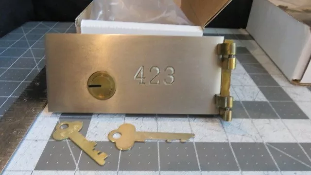 Antique L.L. Bates 1886 Safety Deposit Box Door, Hinges 1 Op & 1 Guard Key #423