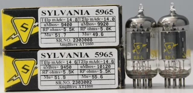 5965 12AV7 Sylvania NOS NIB made in USA Amplitrex testé Qté 1 MP #2303002/8