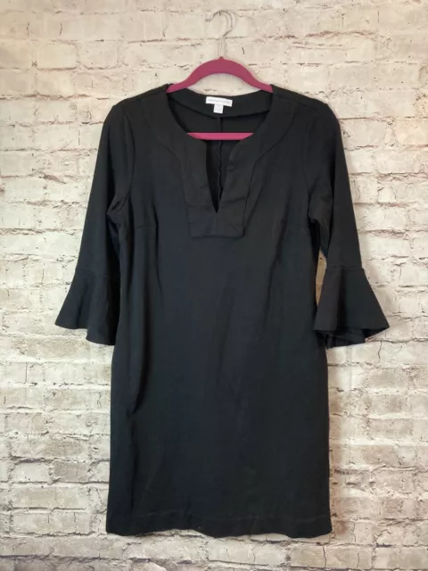 New York & Company Tunic Dress Women’s Medium Black Long Bell Sleeve V Neck