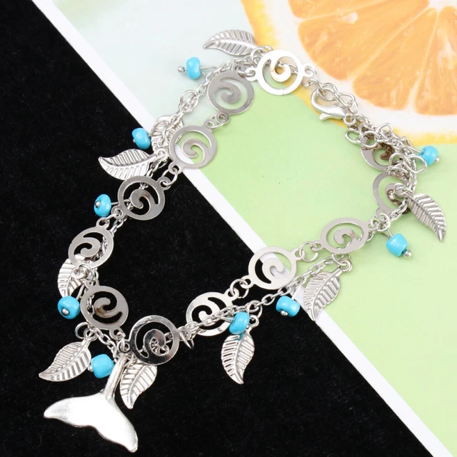 Braccialetti Caviglia Spiaggia Cavigliere Donna In Argento A Doppio Strato - Regolabili Con Perline, Ideali Per Spiaggia E Feste Cavigliera Bracciale - Foto 5