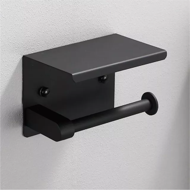 Supporto Porta Rotolo Carta Igienica in Acciaio Inox Nero da Muro Parete Bagno