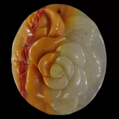 BC03314# Hand Carved Unique Rose Flower Multi-color Jade Pendant Bead Gemstone