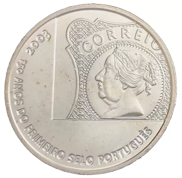 Portugal  5 Euro 2003 . 150 Jahrestag Erster Briefmarken . Silber . Erhaltung